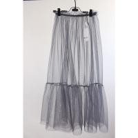 2021秋冬新款透明网纱裙拼接衬裙中长款单层透视半身裙蕾丝边罩裙 深灰色 裙长:70cm