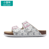 麦步伦平底软木拖鞋夏季男女同款沙滩一字扣增高户外ins潮凉拖 浅灰色 35