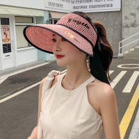 帽子女韩版潮ins春休闲百搭空顶帽日系夏季薄款太阳防晒遮阳帽秋 粉色 均码
