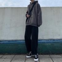 妈个鸡妈 韩国ins韩版日系秋季宽松阔腿百搭工装裤直筒休闲裤男女 黑色 M