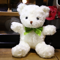 正版礼袋泰迪熊毛绒玩具小熊公仔布娃娃情人节玩偶送女友生日礼物 丝带白熊 30cm熊(全店可写贺卡)