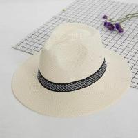 中老年帽男士夏季凉帽爸爸春秋遮阳帽大檐礼帽透气休闲渔夫草帽子 奶白色 均码[56-58CM]