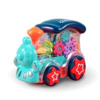 儿童电动玩具益智齿轮火车音乐万向女孩一岁宝宝2岁3男孩玩具车小 益智齿轮火车-蓝色 收藏:送3节5号电池