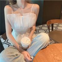 洋气甜辣上衣女夏外穿名媛仙气背心高级感遮副乳法式重工辣妹吊带 白色 S