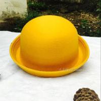 韩版秋冬款儿童毛呢帽公主帽男女宝宝出游帽可爱圆顶礼帽子亲子潮 圆顶黄色 儿童或者小头(52~54cm)