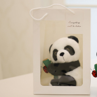 毛绒玩具大熊猫公仔布娃娃可爱超萌玩偶生日礼物女成都旅游纪念品 白色纸袋瓢虫熊猫 坐高21厘米