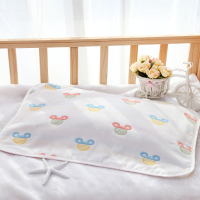 2条特惠装单人宝宝枕巾 婴儿纱布枕头巾卡通可爱吸汗透气柔软亲肤 米奇2条装