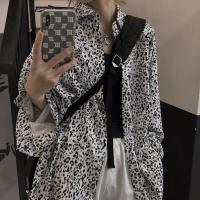 INSstudios 春季潮流ins嘻哈街头暗黑系豹纹衬衫宽松长袖衬衣男女 白色豹纹 均码