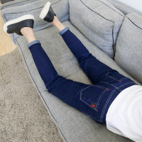 夏季黑色九分牛仔裤男士韩版修身弹力小脚裤潮牌男装春秋款男裤子 A822蓝色 27