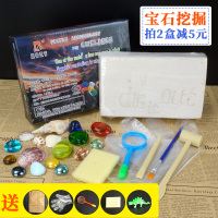 DIY七彩宝石考古挖掘材料 海洋化石贝壳珍珠手链挖宝藏手工玩具 海洋挖掘（七彩宝石