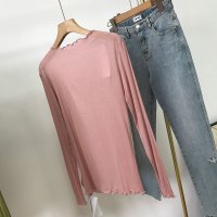 日常打底基础款糯软垂感长袖秋装新款打底衫T恤女 K#11 PP 粉色6 SS109368 均码