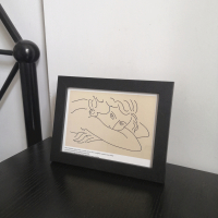 特价~ ins韩风装饰画 毕加索和平鸽 实木相框摆台画 桌面装饰摆件 7-1 7寸黑色框+油画布画芯