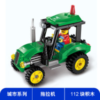 拼装积木玩具买四送一男孩子女孩启蒙城市清扫车拖拉机叉车压路车 启蒙1102拖拉车