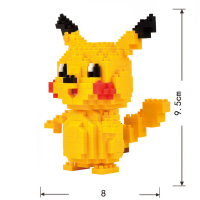 宠物小精灵玩具微钻石颗粒拼装益智成人卡通精灵球皮卡丘樂高积木 皮卡丘[320PCS]