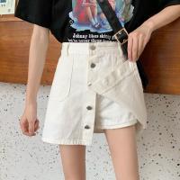 防走光牛仔半身裙2021春款新款女裙子高腰显瘦a字短裙包臀裙裤裙 白色 S
