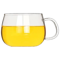 简约耐热防爆高硼硅圆趣大肚玻璃花茶杯带把配盖分离过滤泡茶新品 圆趣单杯
