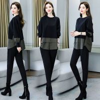 套装女2021春秋款气质御姐两件套休闲时尚减龄洋气时髦显瘦轻熟风 军绿色 M码建议[100斤内]