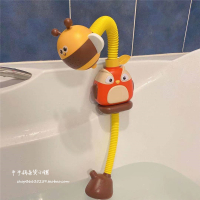 宝宝洗澡小狮子戏水浴室会喷水的鸭子电动花洒水龙头沐浴儿童玩具 啄木鸟蜜蜂花洒