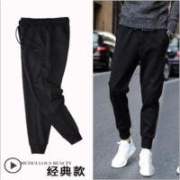 工装裤痞帅炸街休闲裤男宽松潮牌ins春夏无磁无铁束脚裤子男学生 纯黑运动裤 S 建议拍大一码