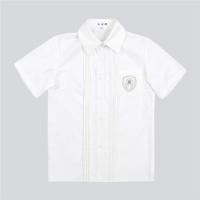 [朴樱原创]三叶高三叶中jk衬衫短袖刺绣风琴褶jk制服白衬衣女夏 奶白色[三叶高]短袖 S