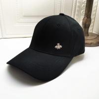 新品韩版男女百搭宝蓝色蜜蜂M黑色硬顶户外休闲遮阳鸭舌帽棒球帽 黑色帽银色小蜜蜂 M(56-58cm)