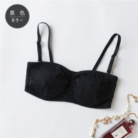 清仓特价真丝无肩带文胸 防滑隐形薄款蕾丝内衣女无钢拢露肩抹胸 黑色 155/85(S)