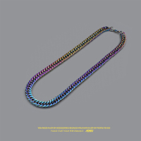 潮流Color sunshine淬火渐变钛钢古巴项链男士嘻哈风粗链子锁骨女 炫彩淬火10mm / 45cm两款颜色