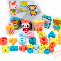 幼儿童串珠玩具益智力启蒙早教1一2岁半宝宝3拼装4男女孩积木婴儿 [袋装]45粒:动物+数字+珠子