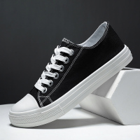 帆布鞋男春夏季新款韩版潮流黑色板鞋休闲透气懒人低帮布鞋学生潮 6621 白底黑 39