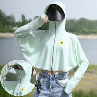 大帽檐防晒帽女骑车防紫外线户外遮脸脖子夏小雏菊大沿面罩遮阳帽 小雏菊豆绿色 均码