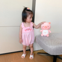 陈大猪L妈 女宝宝萌趣包屁衣潮夏季婴儿卡通三角哈衣宽松外出爬服 甜美粉 59码