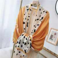 秋季披肩外搭时尚春秋围巾女棉麻两用百搭薄款冬季丝巾长款纱巾 COCO斑点姜黄