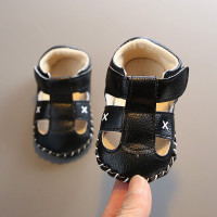 夏季新款0-12个月新生婴儿软底护脚学步鞋男宝宝凉鞋幼儿软底不掉 黑色(XX鞋) S码(内长12cm 建议0-6个月宝宝