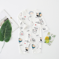 婴儿竹纤维连体衣小清新风夏季长袖男宝宝外出爬服新生儿薄款睡衣 童年竹纤维（两用裆） 59cm