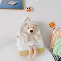 儿童书包幼儿园韩版小学生男女童可爱卡通小熊背包小孩出游双肩包 白色