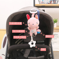 0-1岁婴儿用品推车挂件床头摇铃音乐宝宝安抚男女孩毛绒B发声玩具 粉兔(BB器+风铃款) 此款不送铃铛