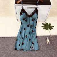睡衣女夏天吊带睡裙性感波点内衣极度诱惑冰丝家居服激情春秋薄款 夏绿色 175(XXL)