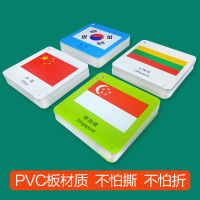 铁盒卡片 PVC塑料卡片撕不烂认知大卡全套 世界各国标志大全 0-2-3-6岁儿童早教宝宝认国家婴儿防水可咬加厚 幼