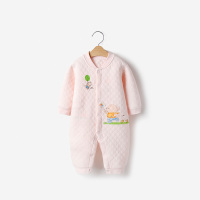 婴儿衣服秋冬季0-1岁儿童2男宝宝连体衣夹棉加厚保暖款睡袋外出服 保暖款-粉风车熊B7421 80cm