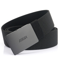 百搭休闲青年松紧弹力腰带男女帆布皮带韩版编织加长无孔牛仔裤带 黑扣-黑色