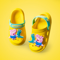 小猪佩奇儿童洞洞鞋防滑男童女童室内宝宝拖鞋夏季小孩凉拖鞋包头 黄色 内长13cm/适合脚长12cm 130