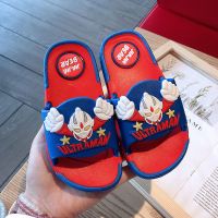 赛罗奥特曼拖鞋儿童男夏季宝宝室内小孩爱莎公主防滑蜘蛛侠软底 红色 双色奥特曼 26 【脚长16CM约3岁】