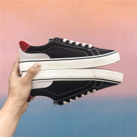 2021新款春季男鞋子韩版潮流帆布鞋百搭板鞋男士休闲潮鞋夏季布鞋 M5566黑红色 39