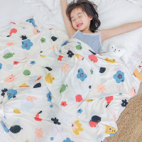 婴儿冰丝毯被子夏季薄款新生宝宝盖毯巾儿童空调被幼儿园午睡毯子 动物花花[70x120cm凉感针织A类亲肤]