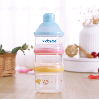 宝宝奶粉盒婴儿便携式分装小号外出装奶粉隔大容量装密封奶粉格 蓝色三层