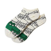 卡通绿色鳄鱼可爱动物韩版学院风百搭滑板袜男女中筒袜子 鳄鱼短袜 36-44