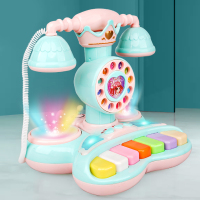 儿童电话机玩具宝宝男女孩幼儿婴儿仿真音乐男孩电话小号座机地摊 七彩音乐电话机[电池]