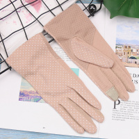 开车防晒手套女士薄款夏天骑行车弹力遮阳防滑透气夏季棉春秋触屏 藕色--点点光板(触屏) 均码