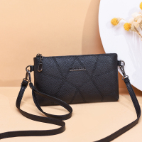 女包妈妈包2021新款潮时尚春季软皮手拿包韩版百搭单肩斜挎小包包 黑色-送手包