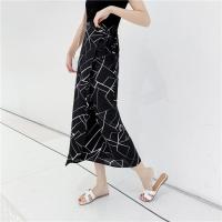 一片式半身裙春季新款开叉包臀裙波西米亚沙滩度假裙高腰显瘦长裙 黑色乱纹 绑带腰围胖瘦均可